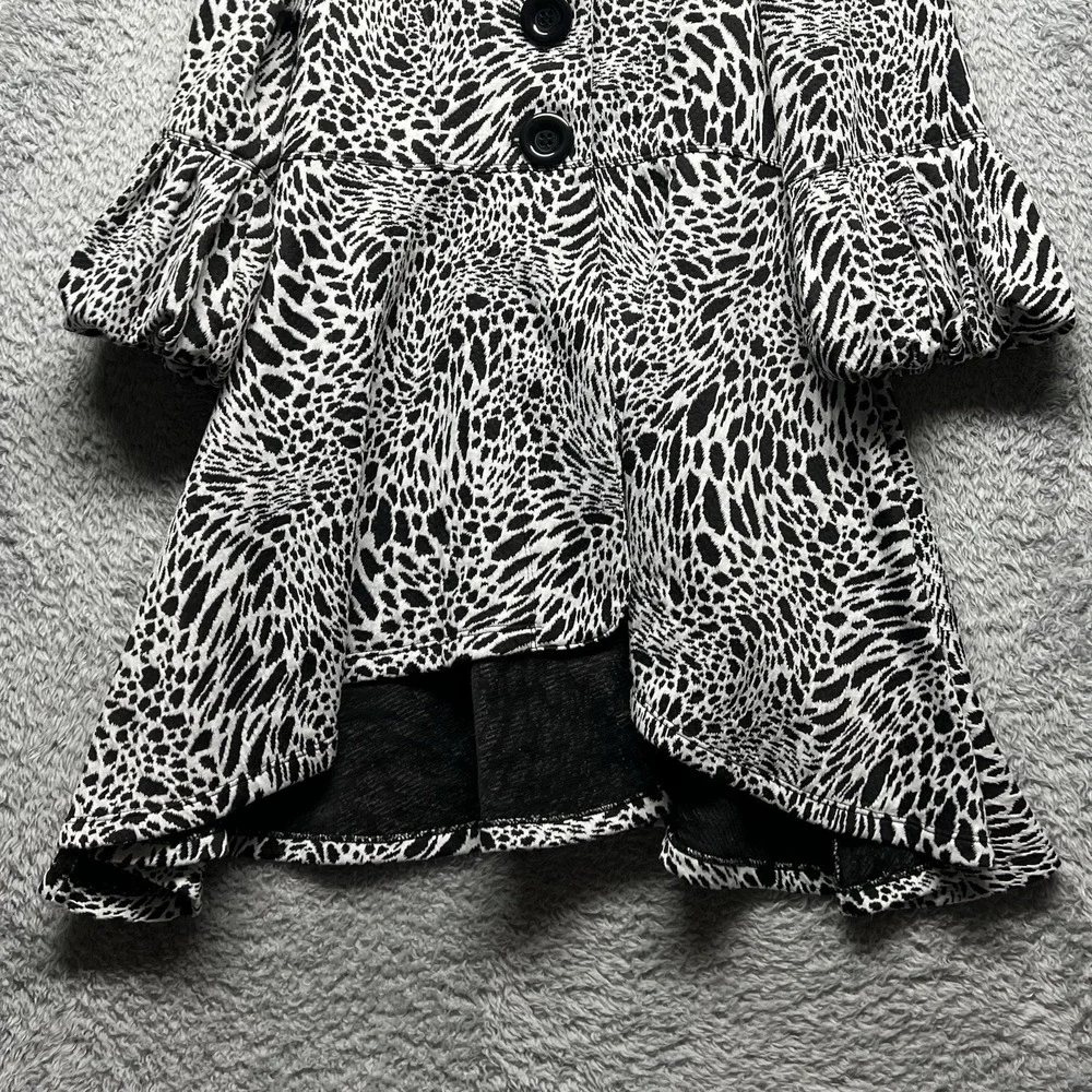 Ali Miles Jacket Womens Small Black White Animal Print Swing Bell Sleeves Fairy - Picture 7 of 15